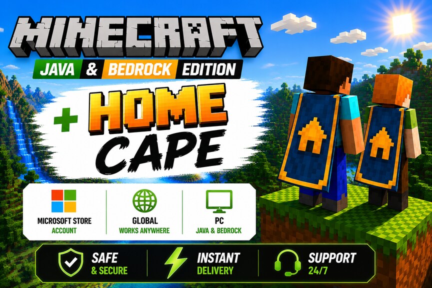 Minecraft: Java & Bedrock Edition  + Home Cape (PC) - Microsoft Store Account - GLOBAL