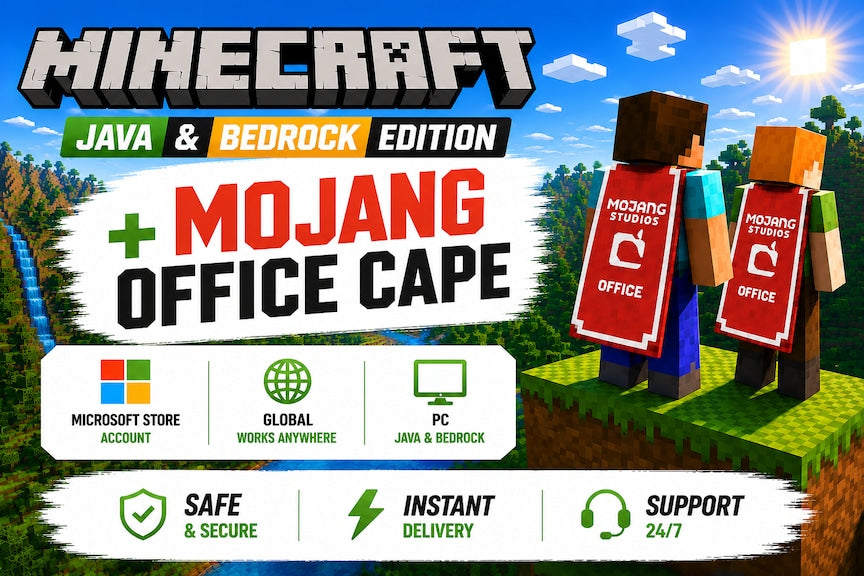 Minecraft: Java & Bedrock Edition  + Mojang Office Cape (PC) - Microsoft Store Account - GLOBAL