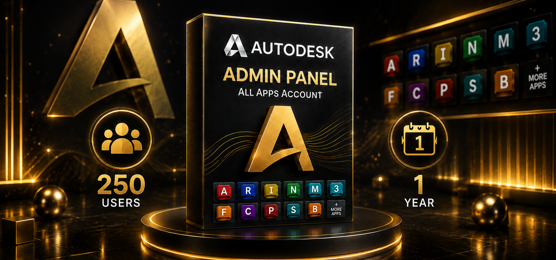 Autodesk All Apps Admin Panel 250 Users 1 Year - Autodesk Account - GLOBAL