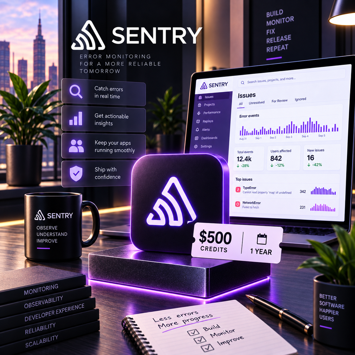 Sentry 500 USD Credits 1 Year - Sentry Account - GLOBAL