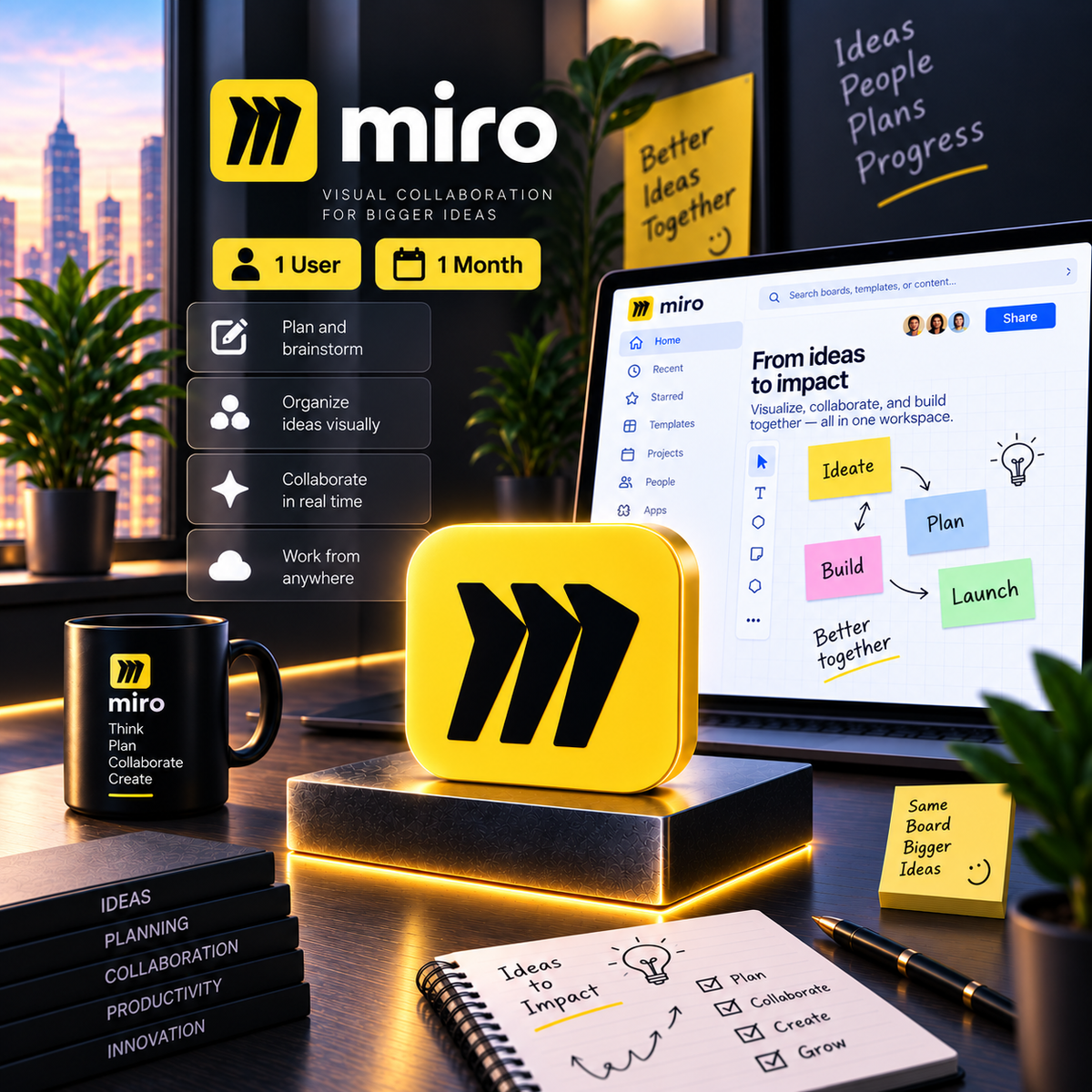 Miro (1 User, 1 Month) - Miro Account - GLOBAL