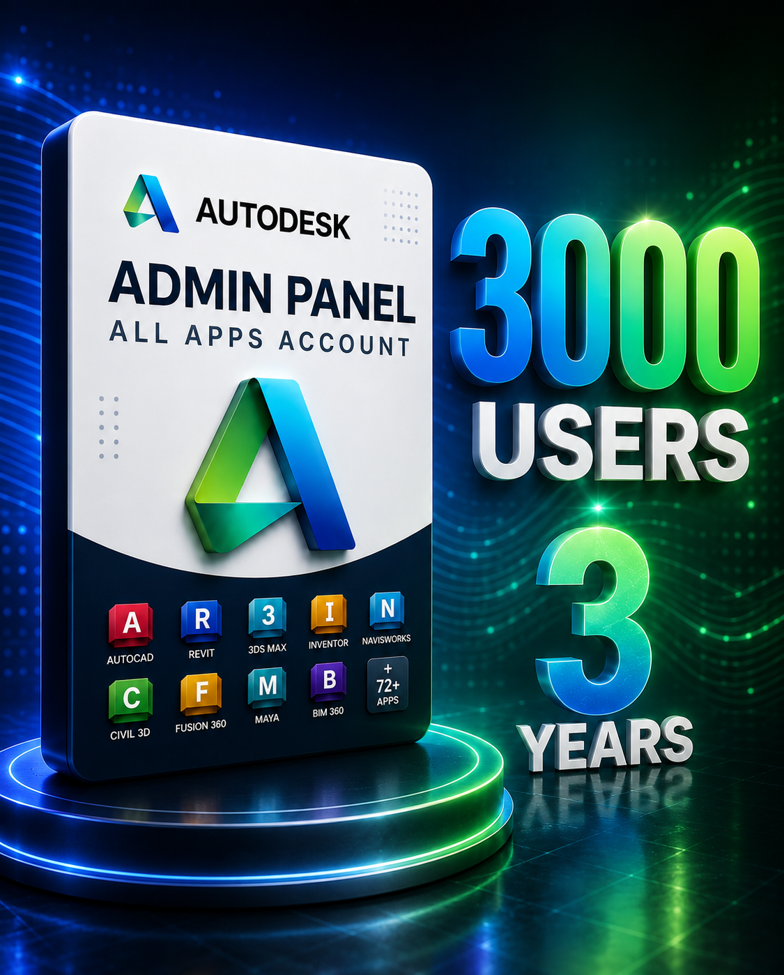 Autodesk All Apps Admin Panel 3000 Users 3 Years - Autodesk Account - GLOBAL الصورة الرئيسية