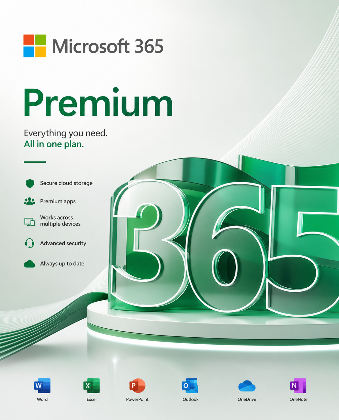 Microsoft 365 Premium (PC) (6 Devices, 1 Year) - Microsoft Account - GLOBAL الصورة الرئيسية