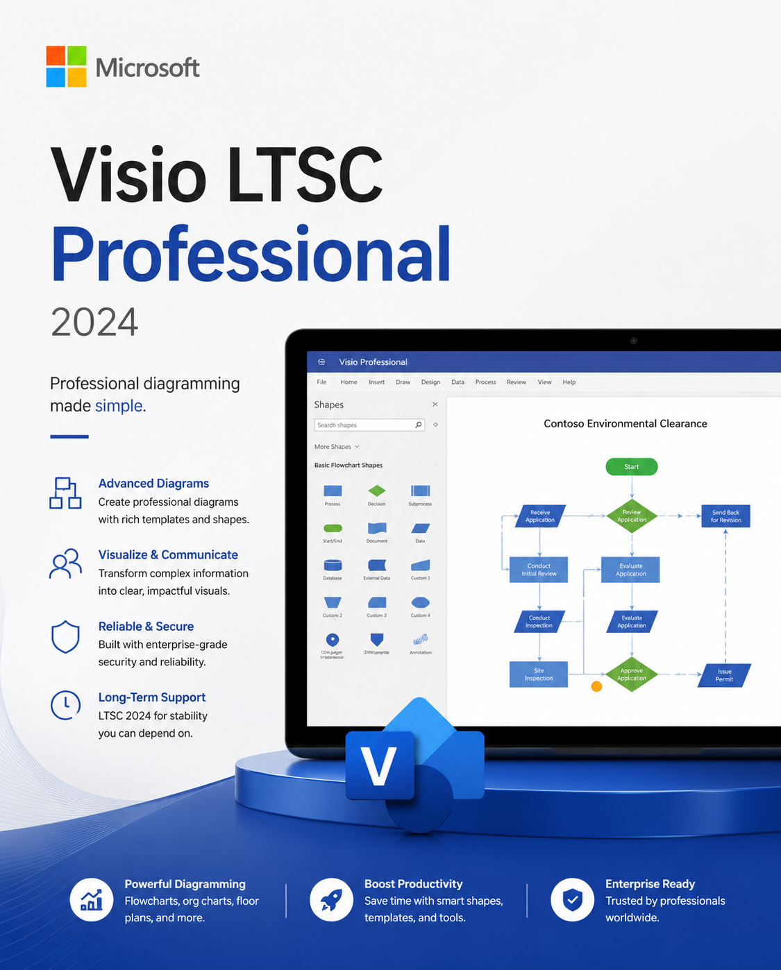 Microsoft Visio 2024 | LTSC Professional (PC) - Microsoft Key - GLOBAL الصورة الرئيسية