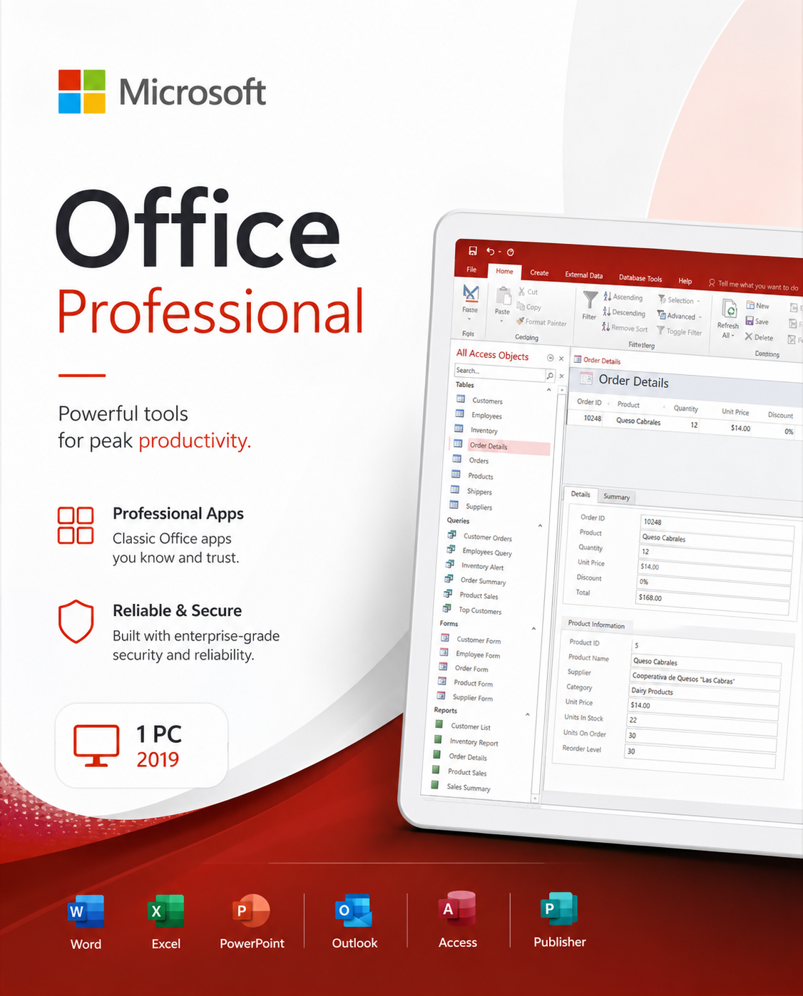 Microsoft Office Professional 2019 (PC, 1 Device) - Microsoft Key - GLOBAL Main image