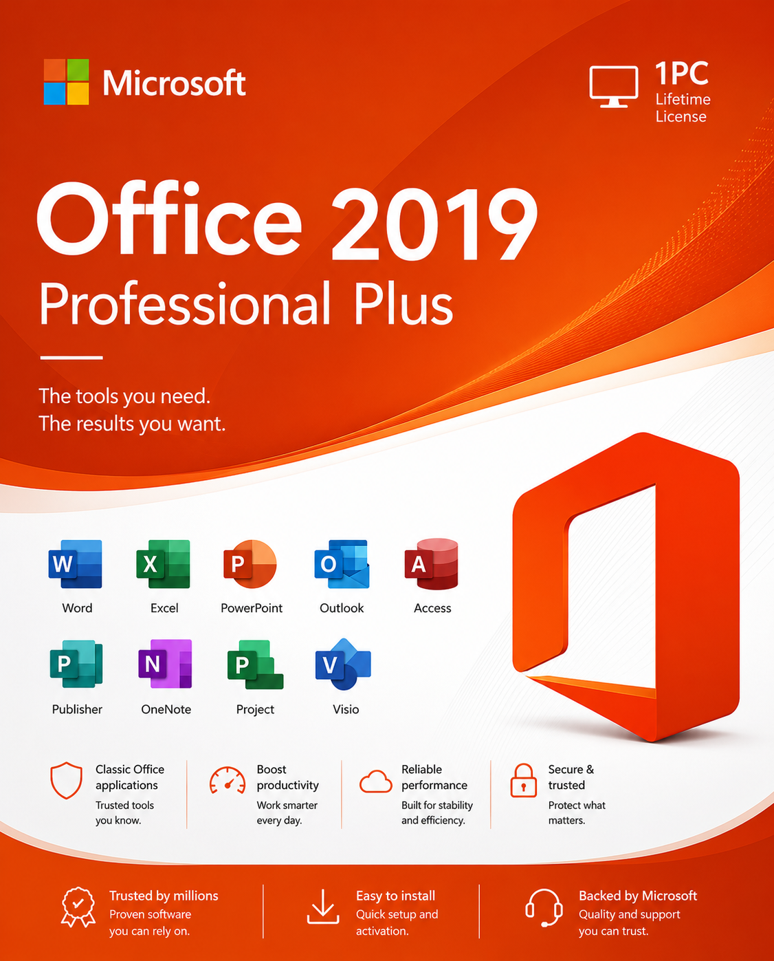 Microsoft Office Professional 2019 Plus (PC, 1 Device) - Microsoft Key - GLOBAL الصورة الرئيسية