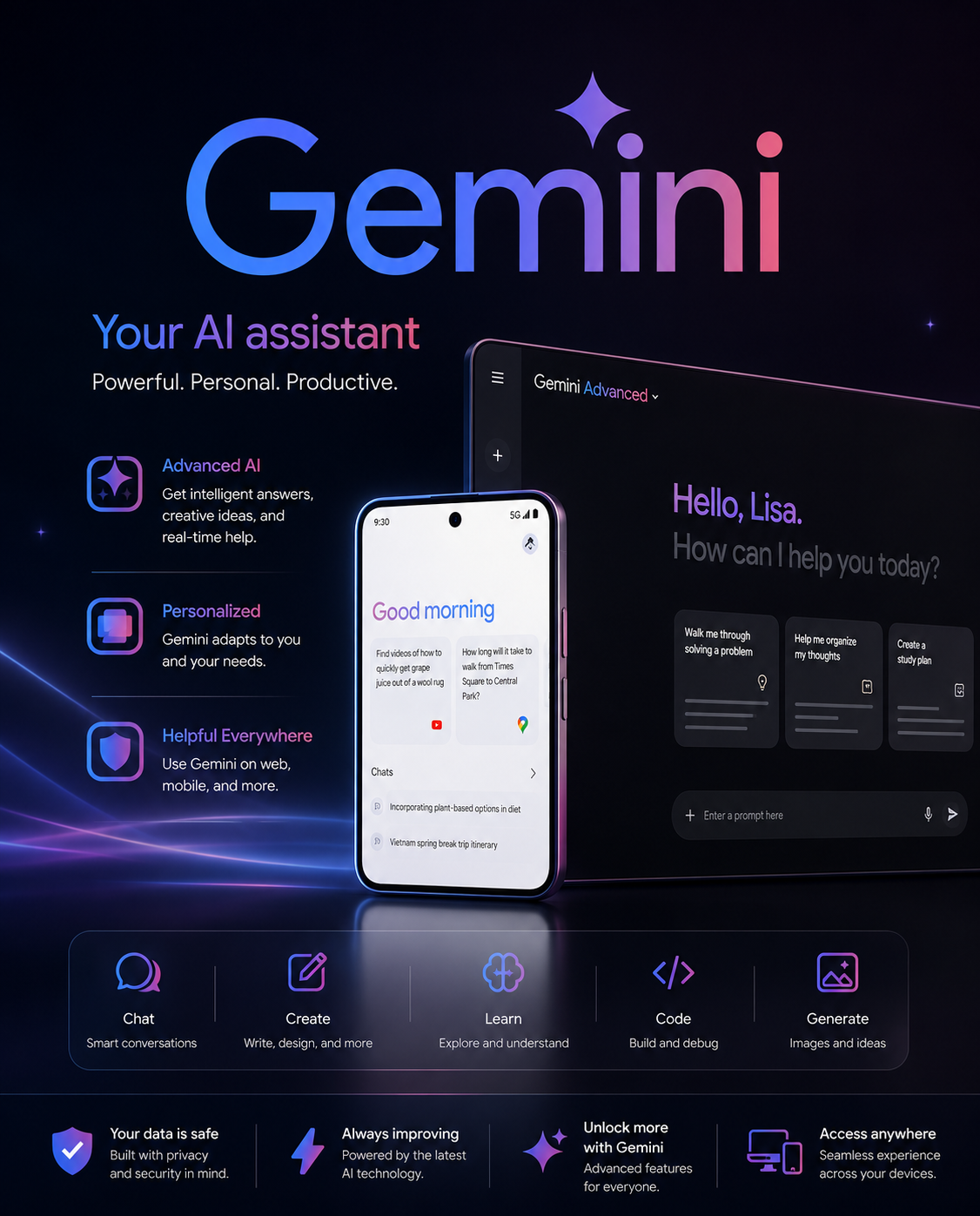 Google AI Gemini Pro 18 Months - Gemini Activation Link - GLOBAL الصورة الرئيسية
