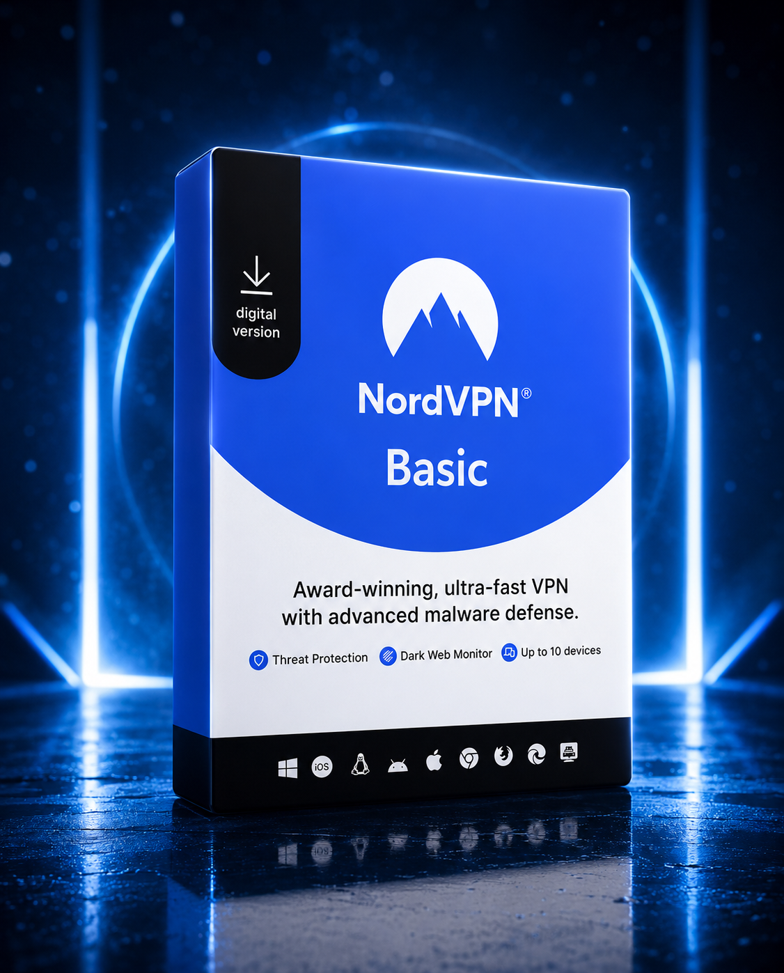 NordVPN Basic VPN Service (PC, Android, Mac, iOS) (10 Devices, 3 Months) - NordVPN Key - GLOBAL الصورة الرئيسية