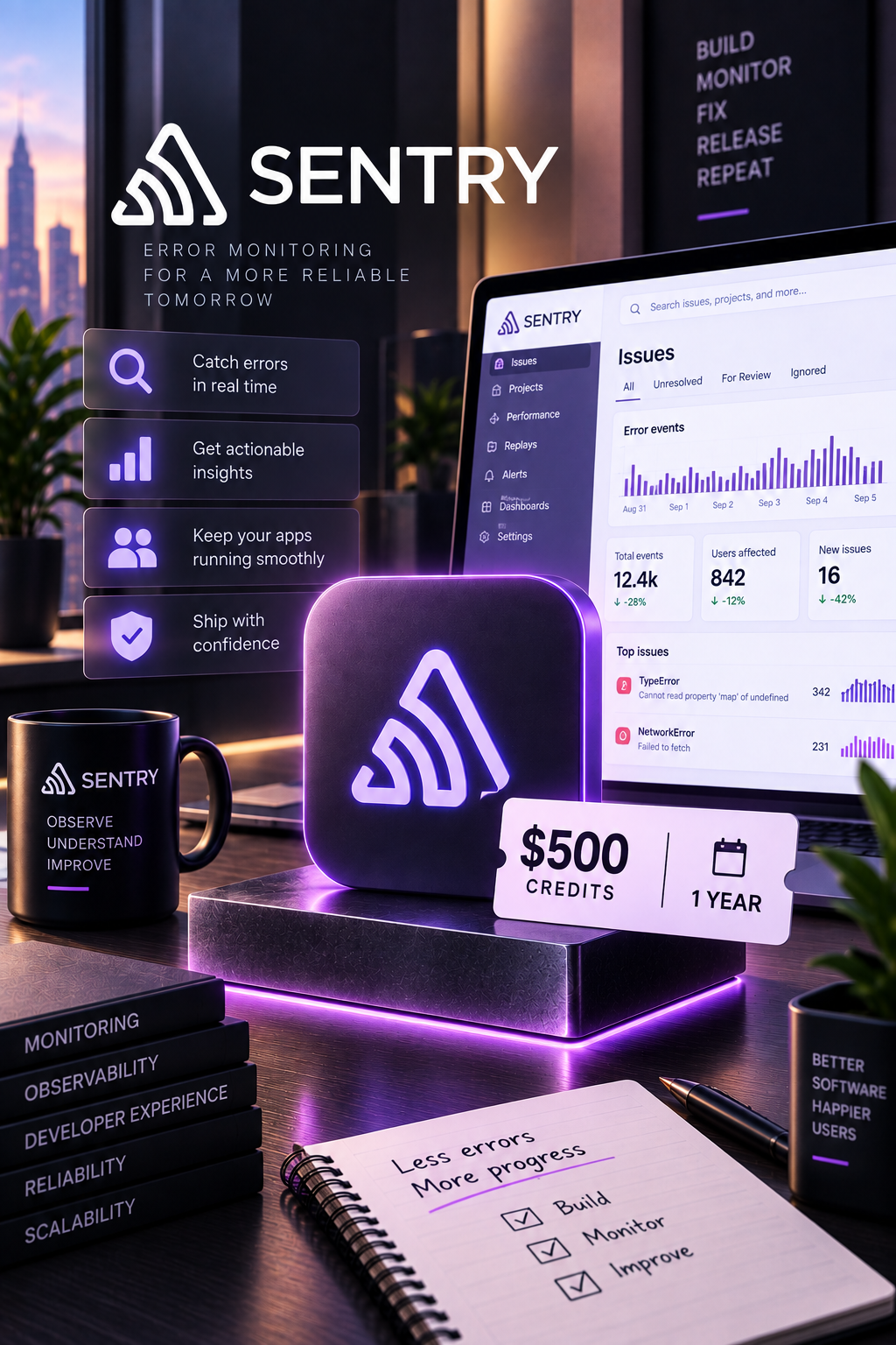 Sentry 500 USD Credits 1 Year - Sentry Account - GLOBAL