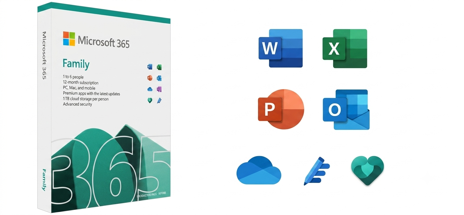 Microsoft Office 365 Family (PC) (6 Devices, 1 Year) - Microsoft Account - GLOBAL