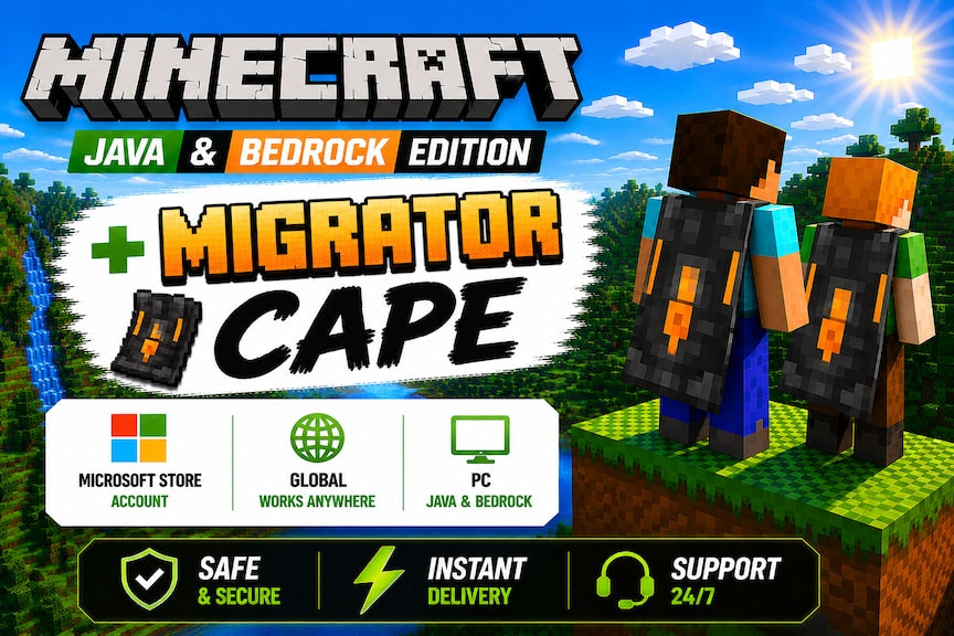 Minecraft: Java & Bedrock Edition  + Migrator Cape (PC) - Microsoft Store Account - GLOBAL