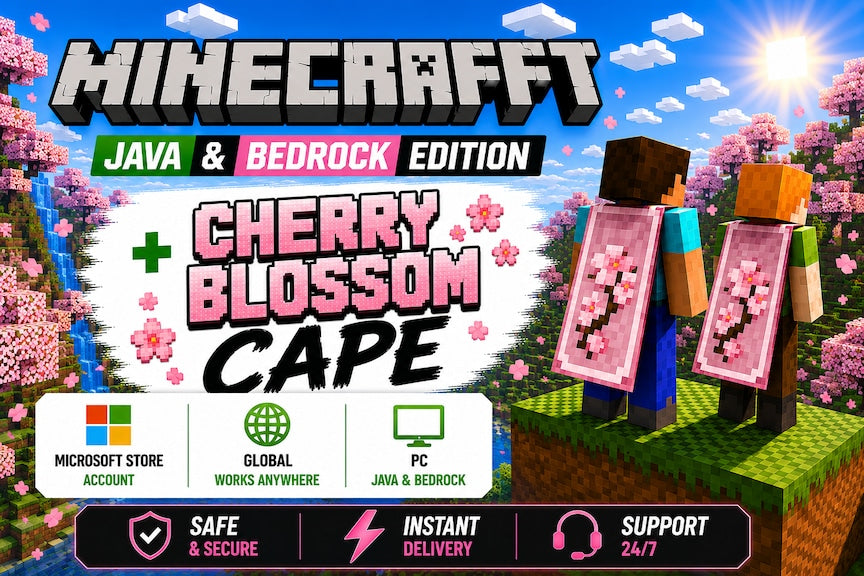 Minecraft: Java & Bedrock Edition  + Cherry Blossom Cape (PC) - Microsoft Store Account - GLOBAL